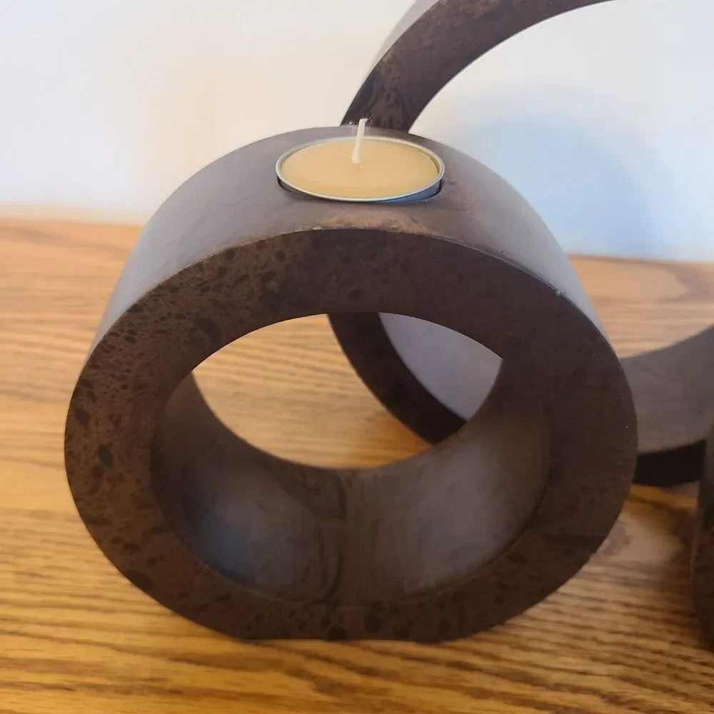 Zodax Nested Tealight Trio Candle Holders Handcrafted From Wood Unique Design